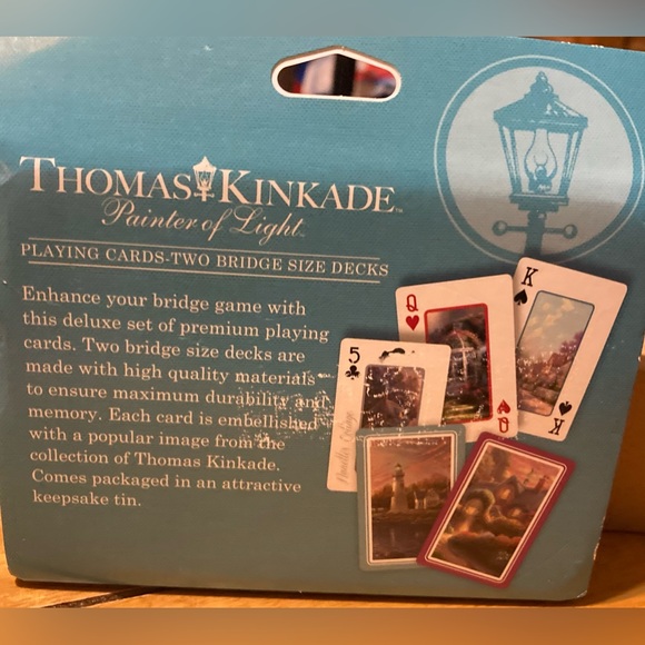 NWT Thomas Kinkade 2 Decks Of Playing Cards In A Decorative Keepsake Tin - Picture 2 of 9